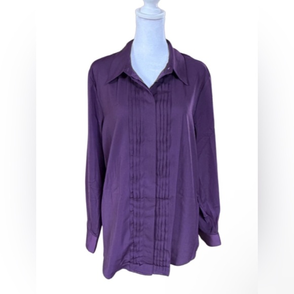 Banana Republic Tops - Banana Republic Purple Pleated Front Button Down Blouse